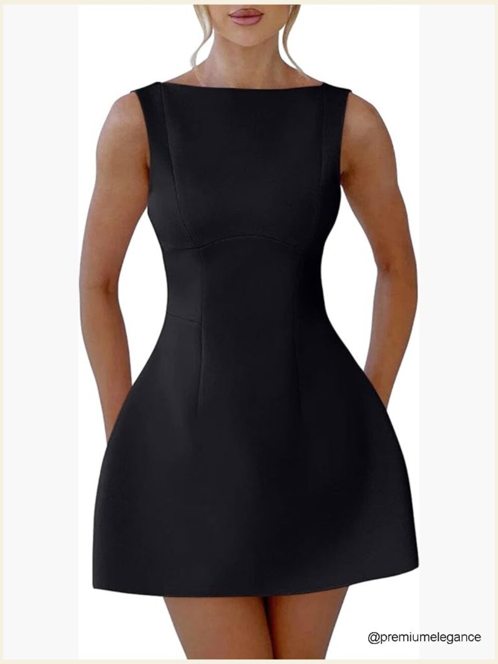 Sexy Sleeveless Crew Neck Backless A-line Party Mini Dress